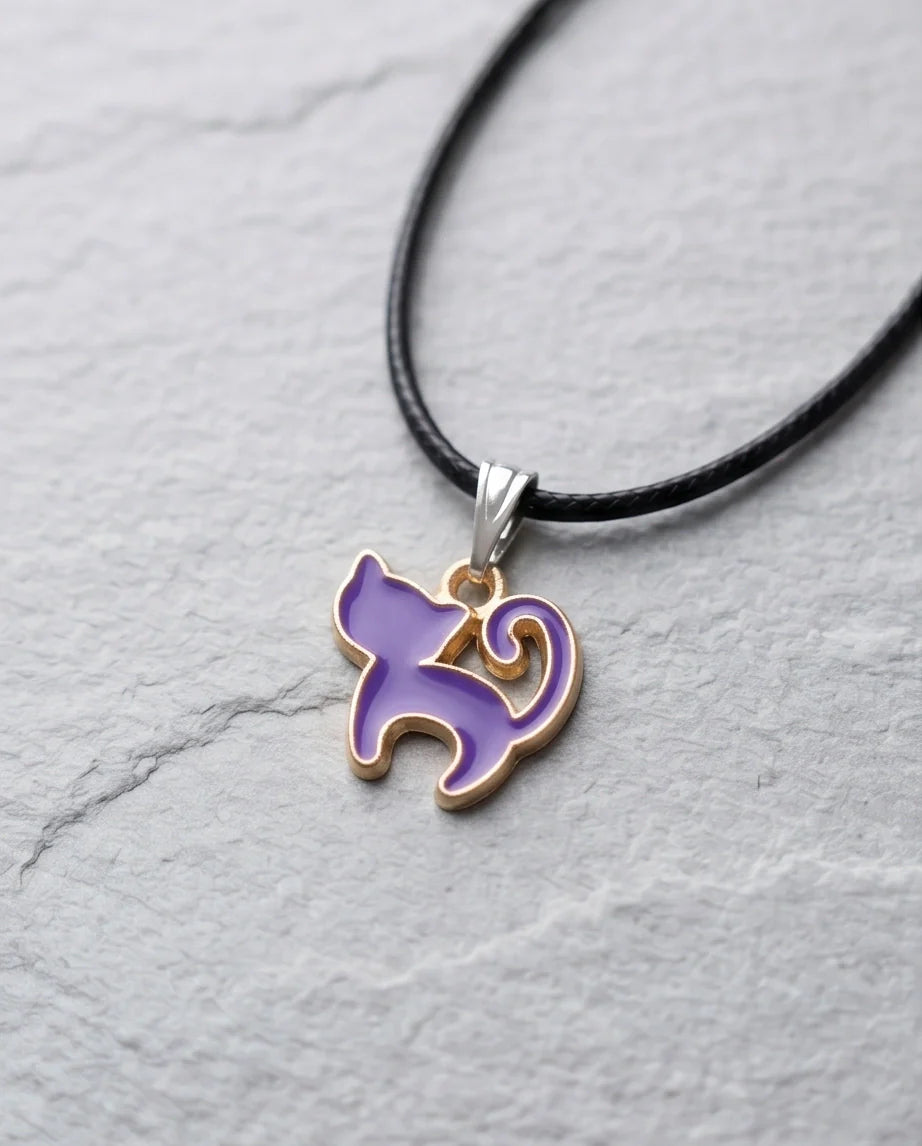 Playful Purple Cat Pendant