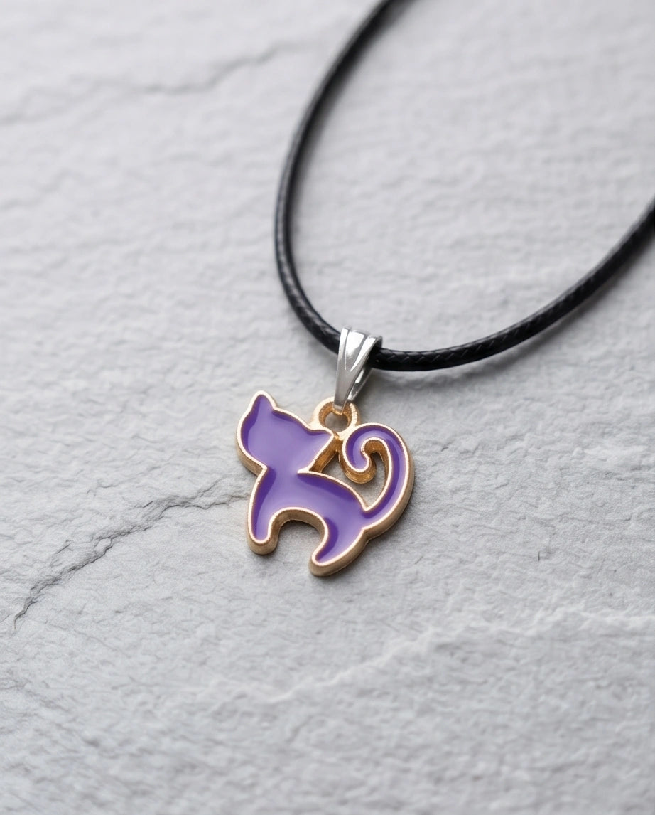 Playful Purple Cat Pendant