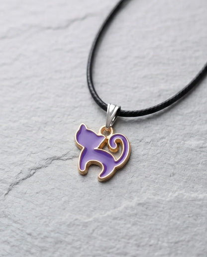 Playful Purple Cat Pendant
