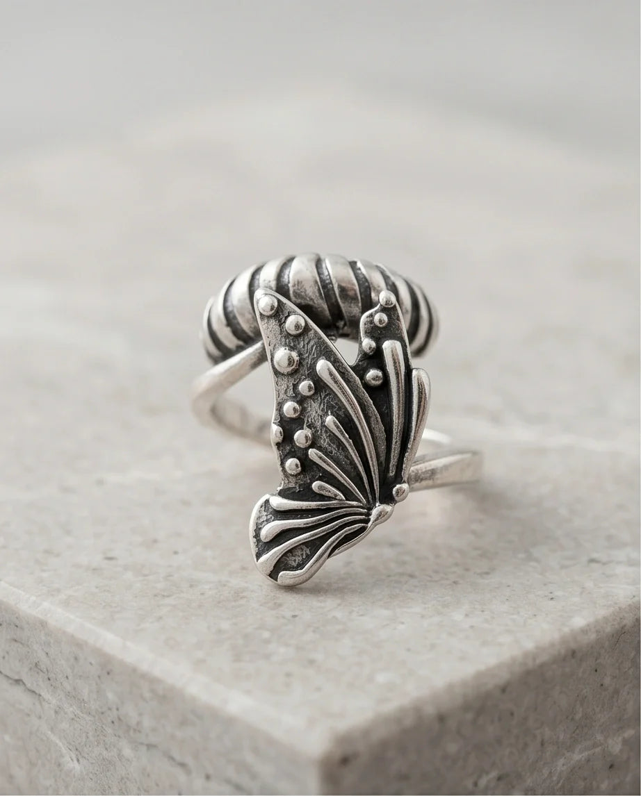 Vintage Sterling Silver Butterfly Wrap Ring