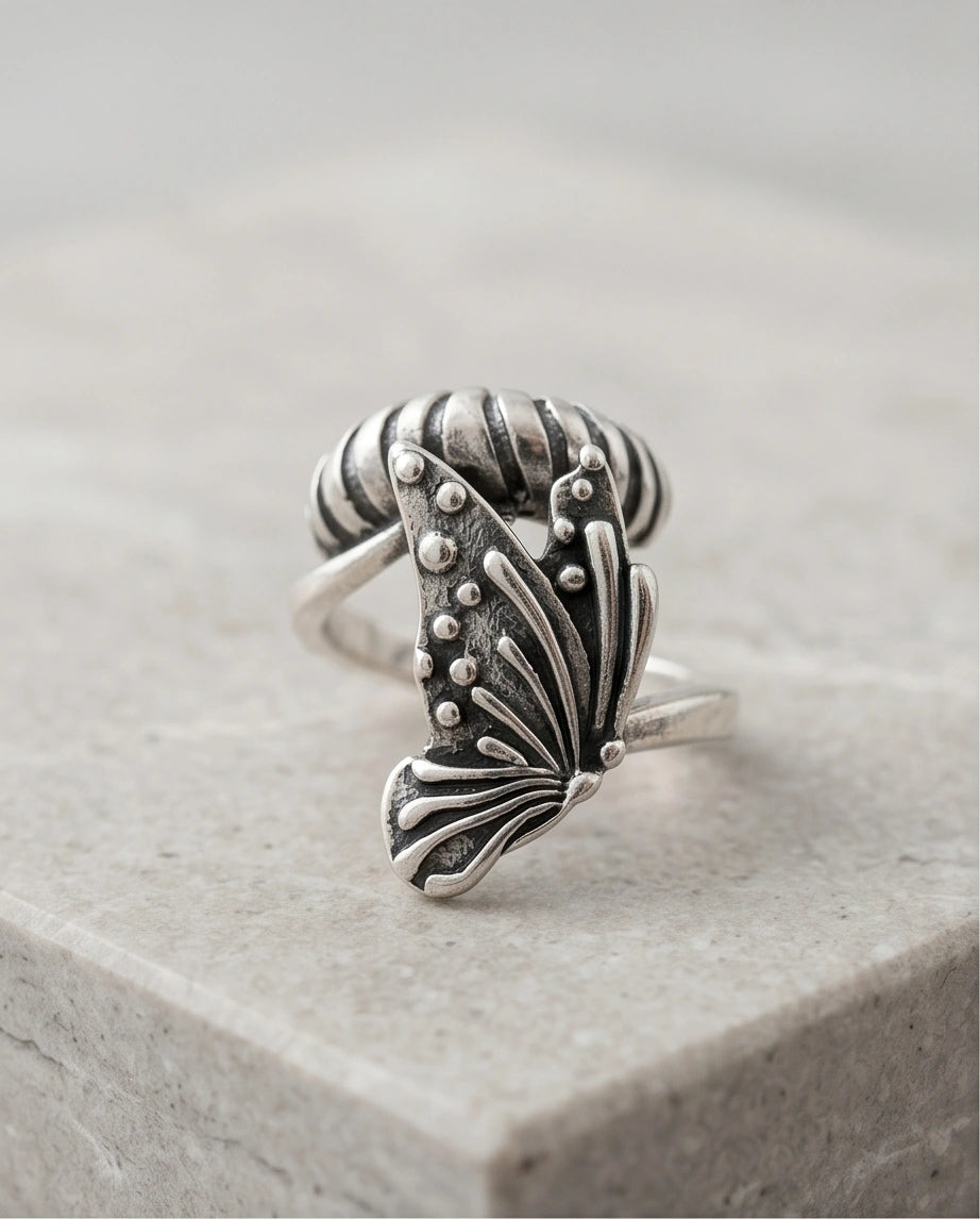 Vintage Sterling Silver Butterfly Wrap Ring