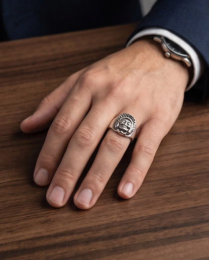 Native Chief Headdress Sculpted Signet Ring