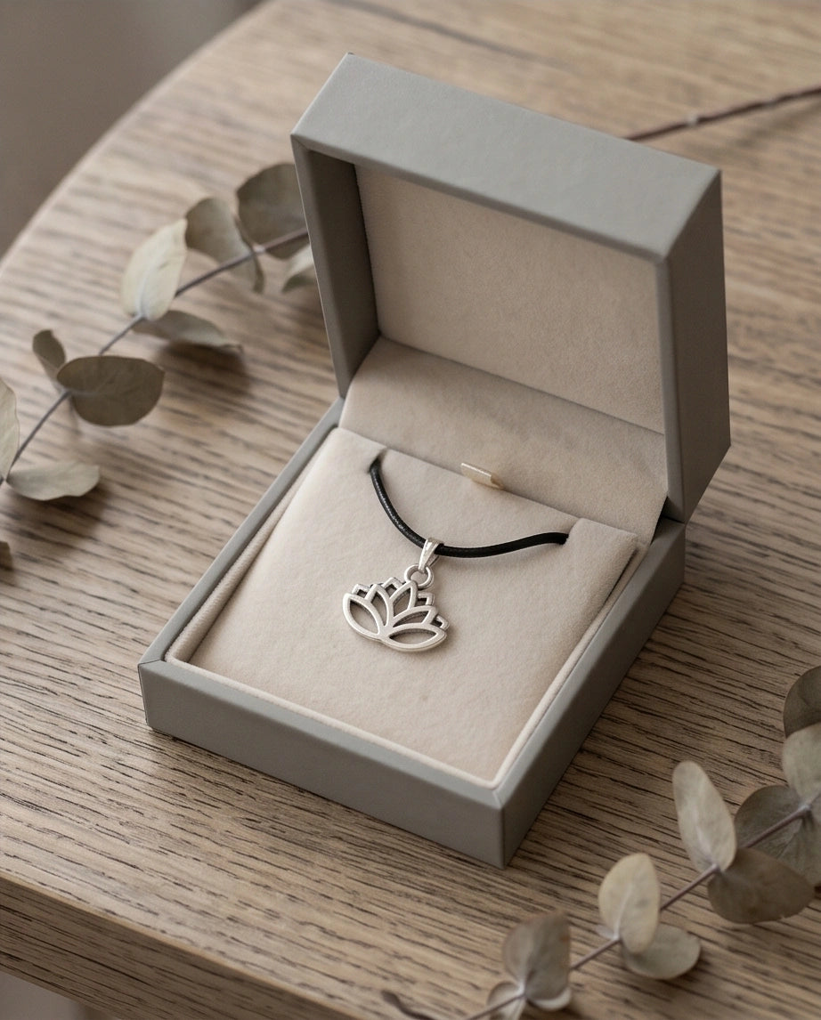 The Pure Spirit: Half-Bloom Minimalist Lotus Pendant Necklace