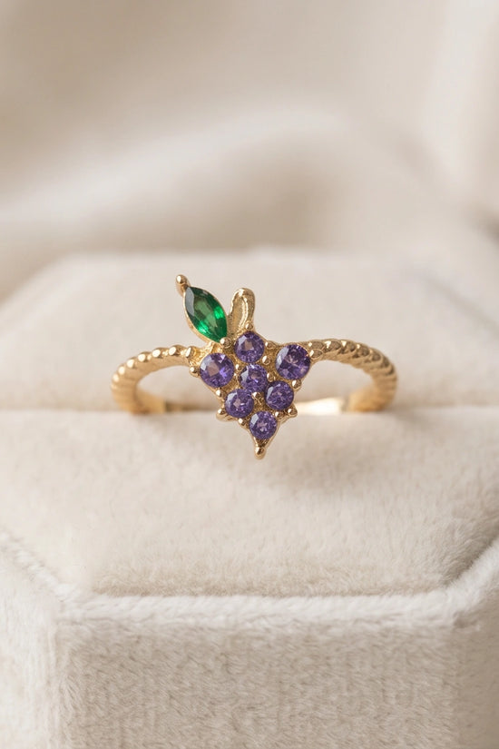 Golden Amethyst Grape Vine Ring