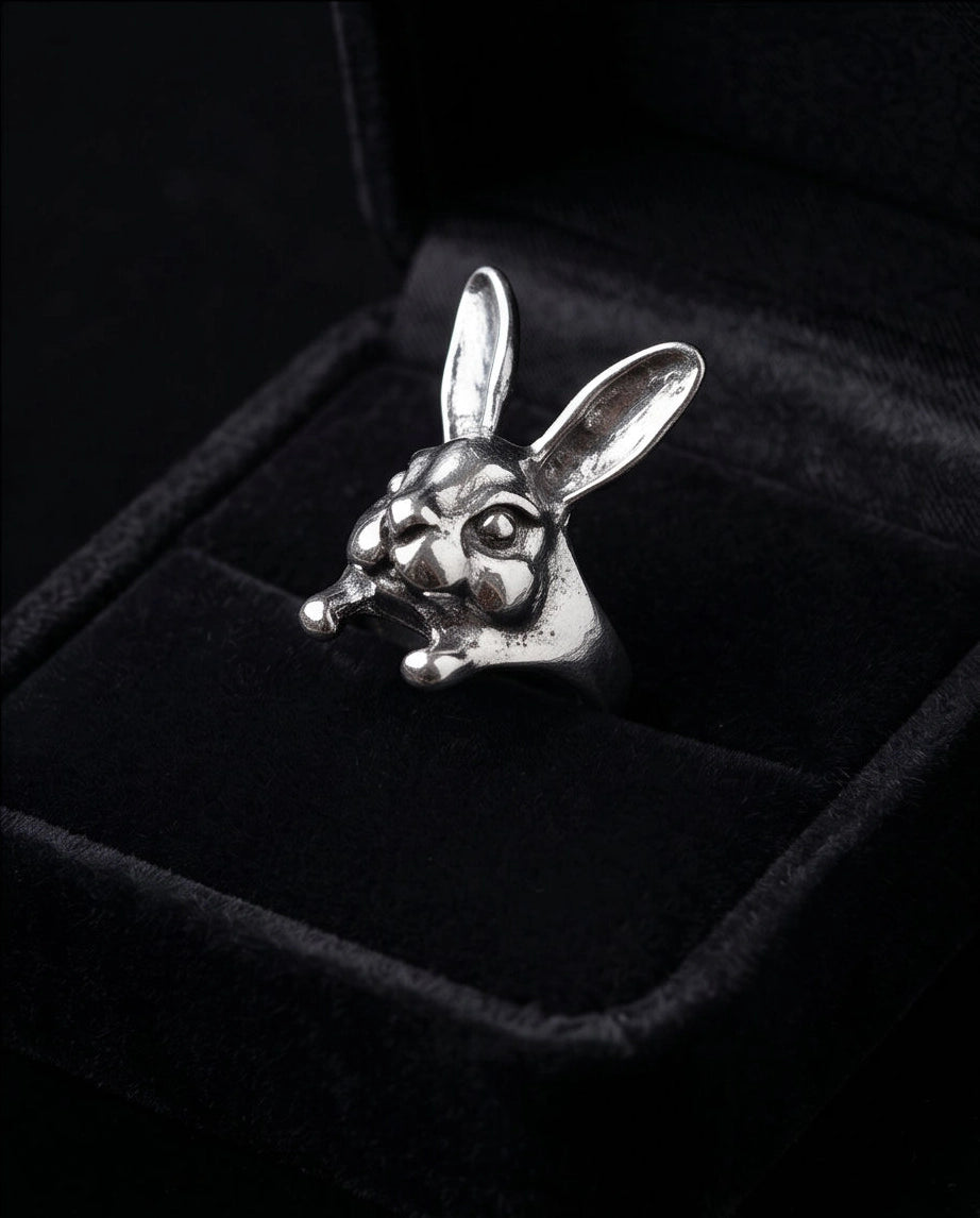 Silver Sculpted Bunny Rabbit Ring