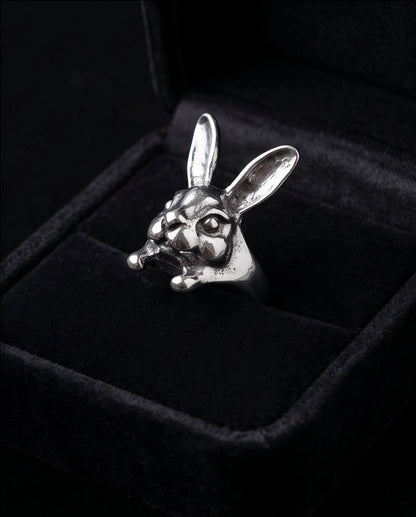 Silver Sculpted Bunny Rabbit Ring