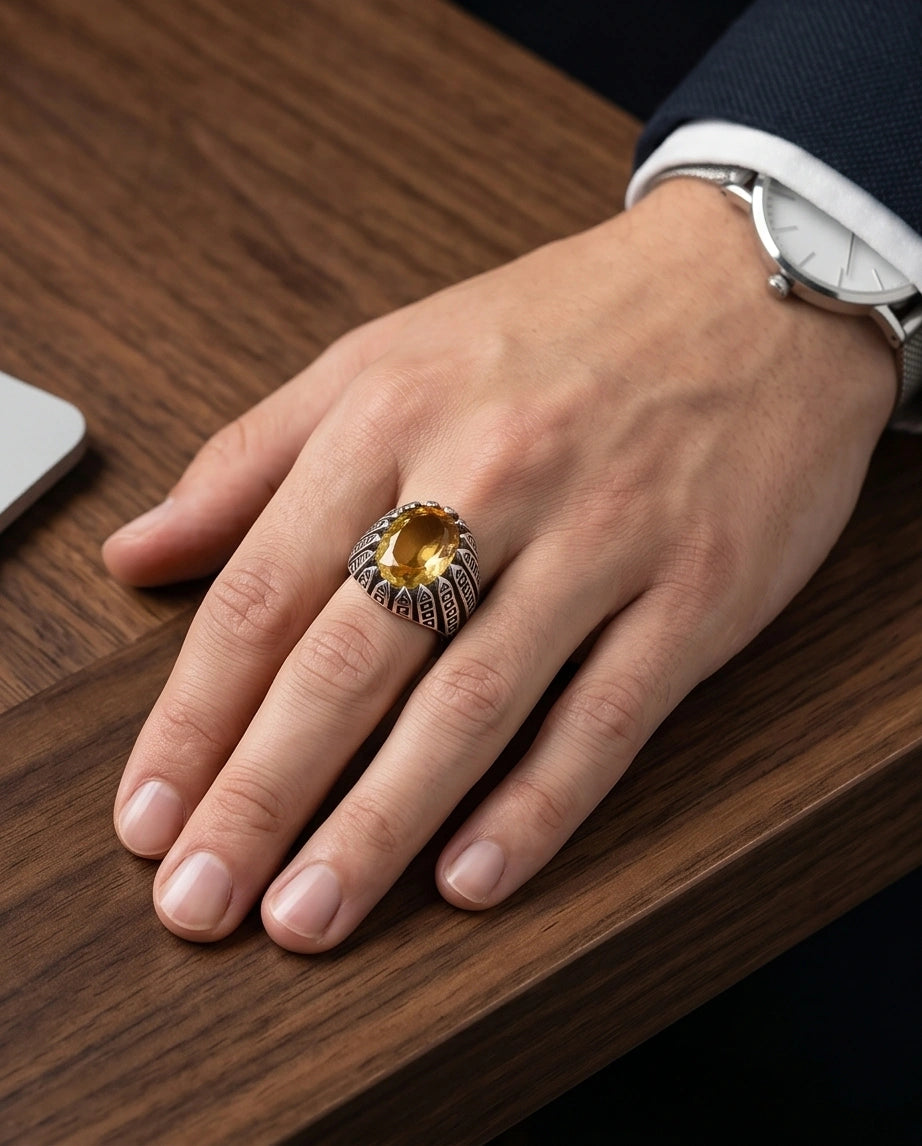 Imperial Citrine Citadel Silver Ring