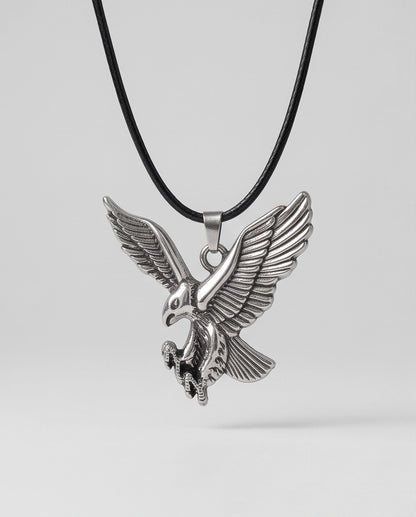 Soaring Silver Eagle Cord Necklace