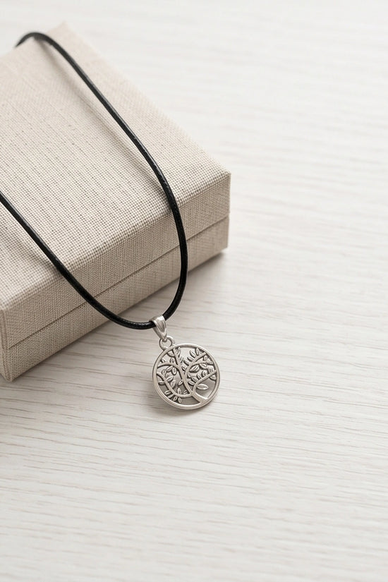 The Eternal Roots: Matte Silver Tree of Life Medallion Necklace