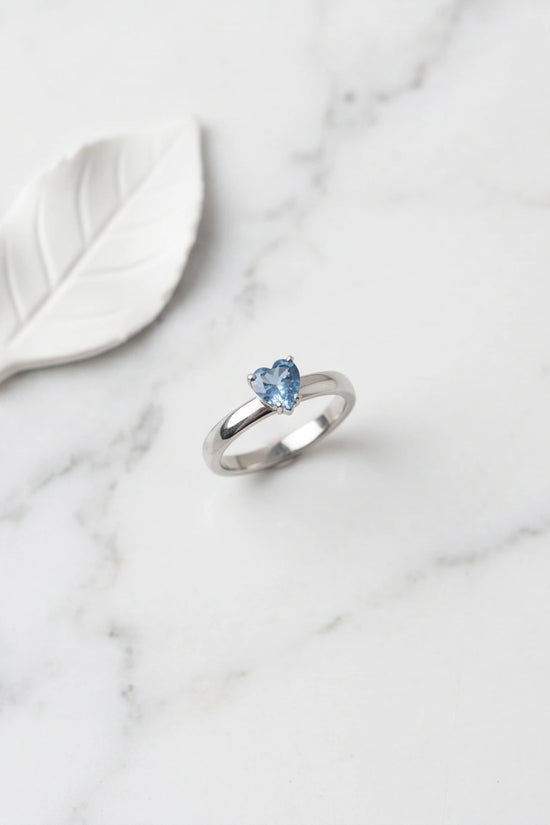 Sterling Silver Heart-Cut Blue Topaz Solitaire Ring