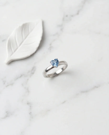 Sterling Silver Heart-Cut Blue Topaz Solitaire Ring