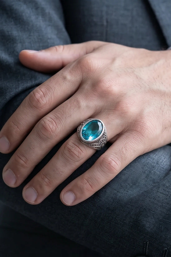 Imperial Teal Tourmaline Signet Ring