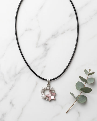 Celestial Pearl Star Wreath Cord Necklace