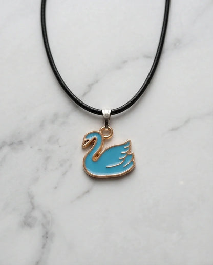 Gold and Turquoise Blue Swan Necklace