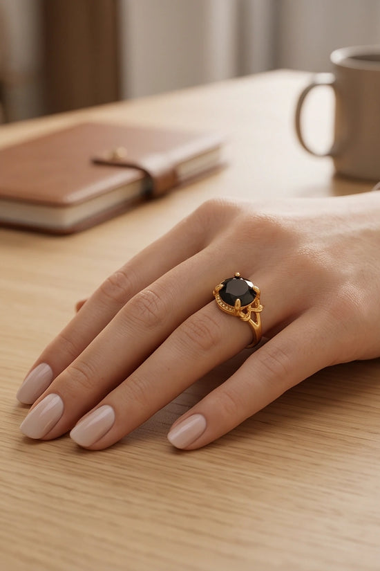 Golden Obsidian Solis Filigree Ring