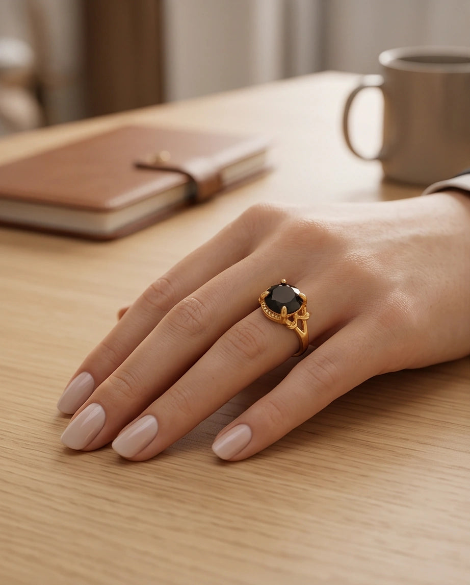 Golden Obsidian Solis Filigree Ring