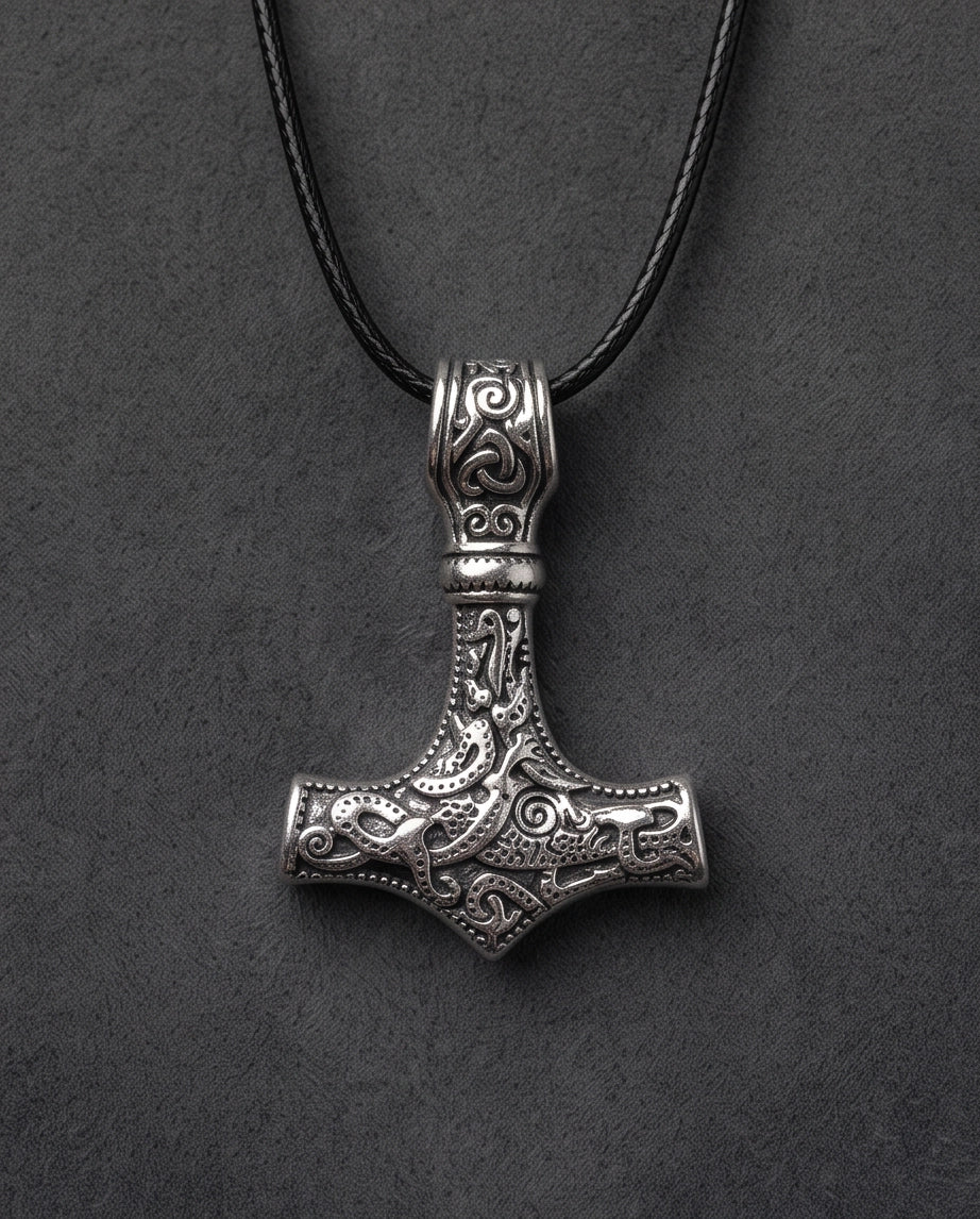 Silver Mjölnir Thor's Hammer Pendant Necklace