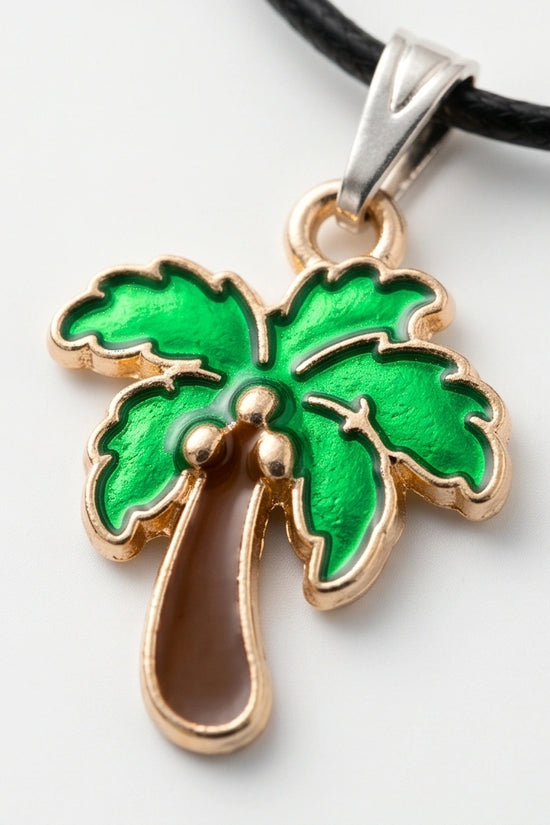 Gold and Green Palm Tree Necklace