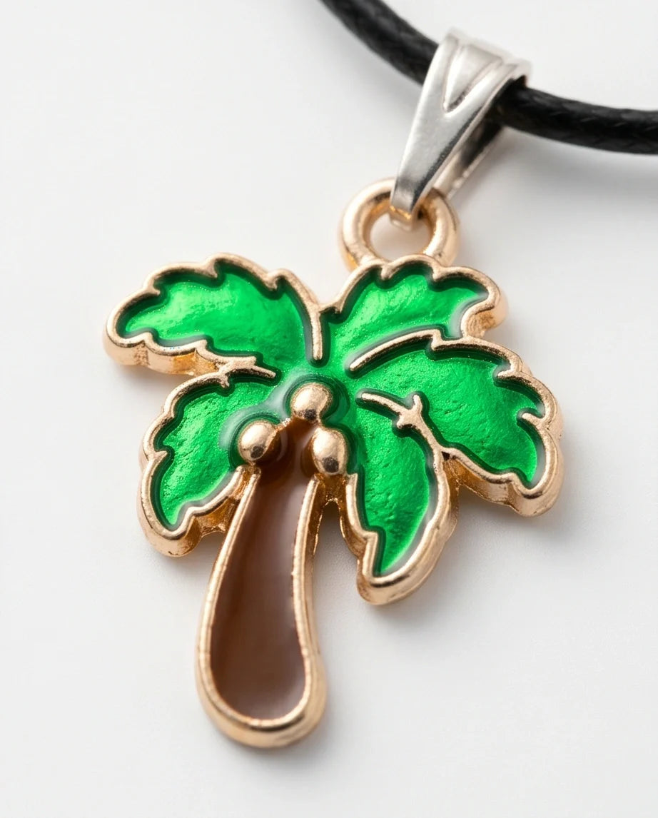 Gold and Green Palm Tree Necklace