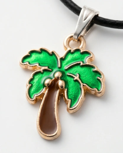 Gold and Green Palm Tree Necklace