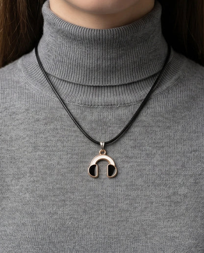 Gold and Black Headphones Necklace