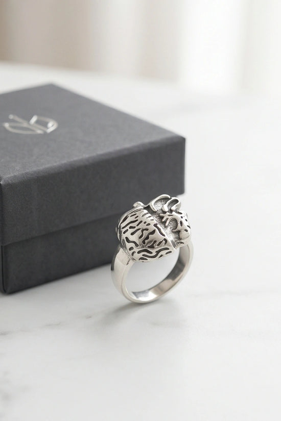 Gothic Sterling Silver Brain and Heart Split Ring