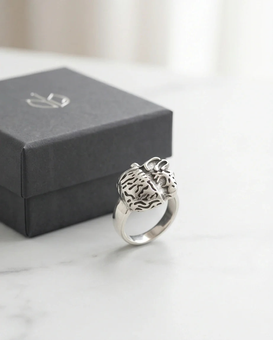 Gothic Sterling Silver Brain and Heart Split Ring