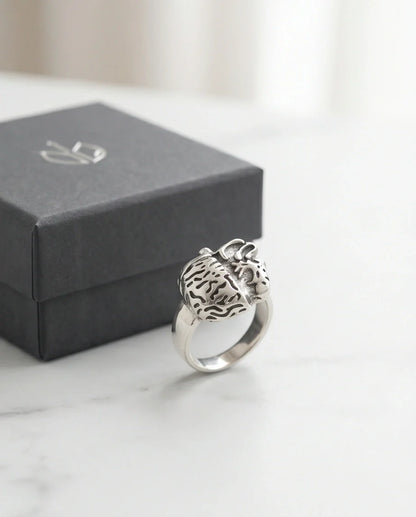 Gothic Sterling Silver Brain and Heart Split Ring