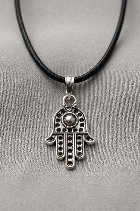 Silver Retro Hamsa Hand Necklace