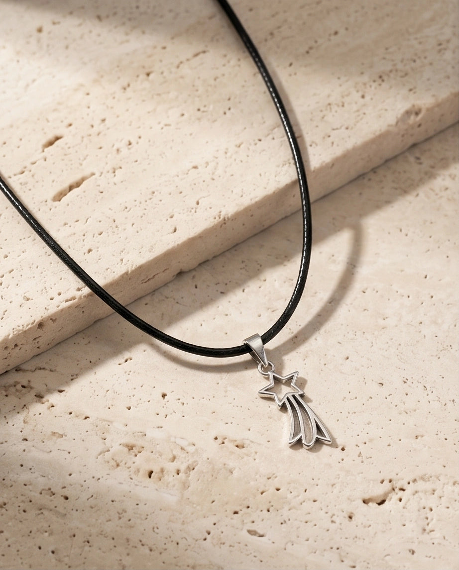 Silver Shooting Star Pendant Necklace
