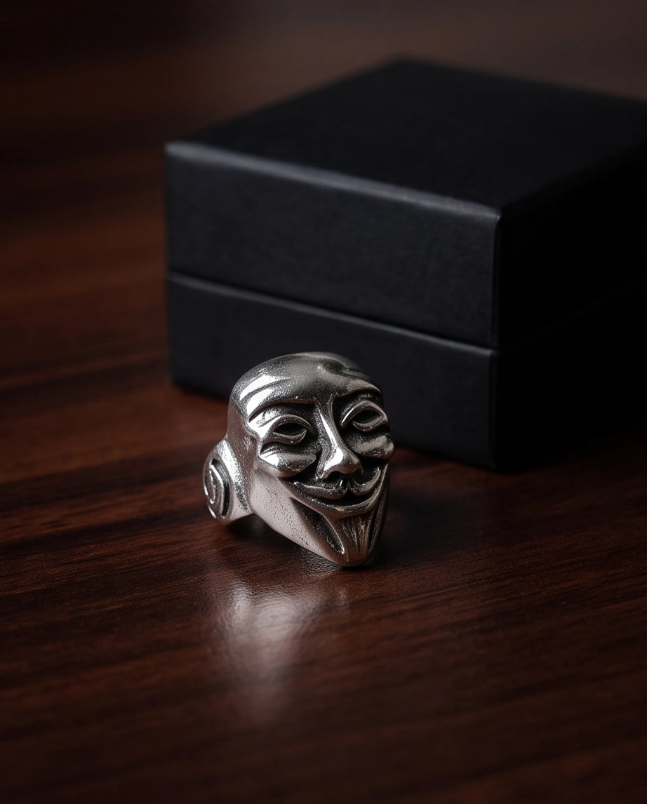 Guy Fawkes Mask Sculpted Ring
