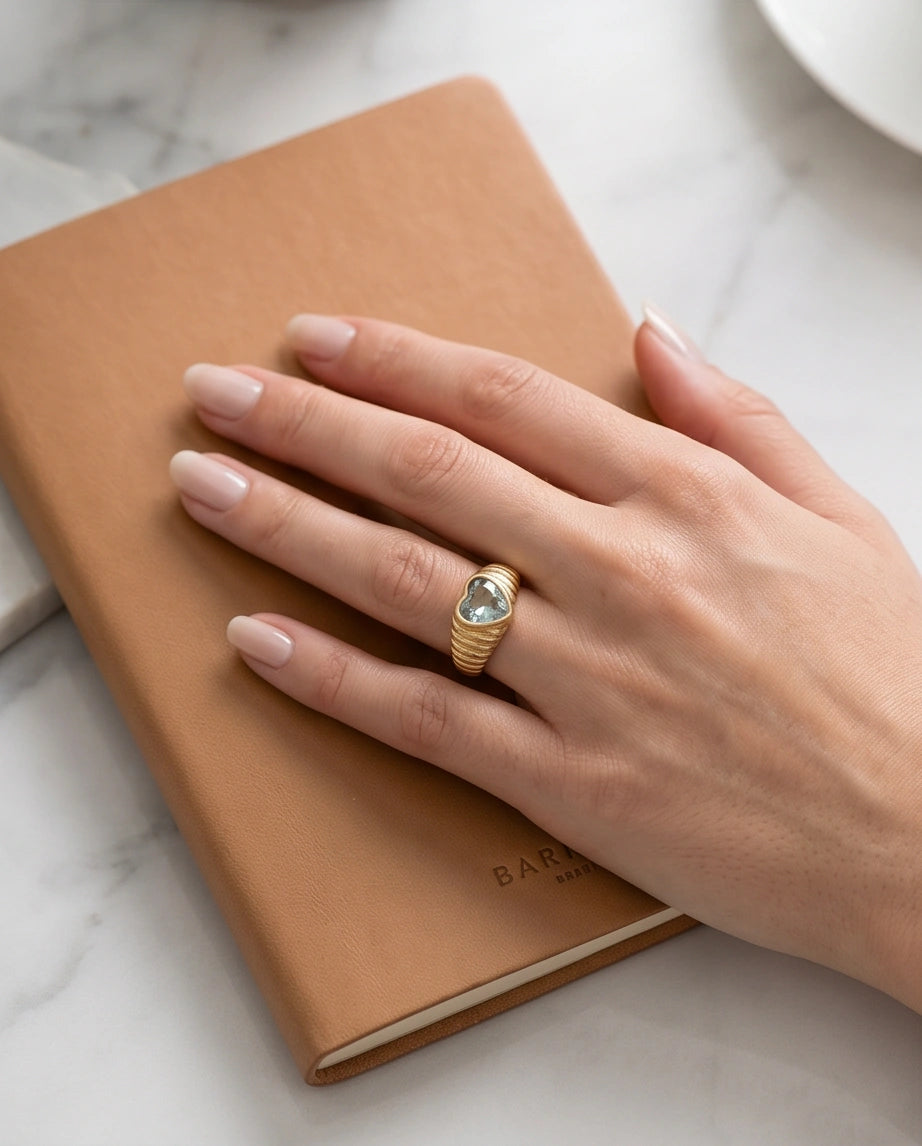 Golden Devotion Heart Signet Ring