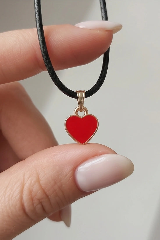 Gold and Red Classic Heart Necklace