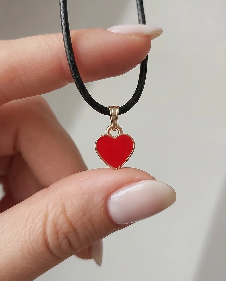 Gold and Red Classic Heart Necklace