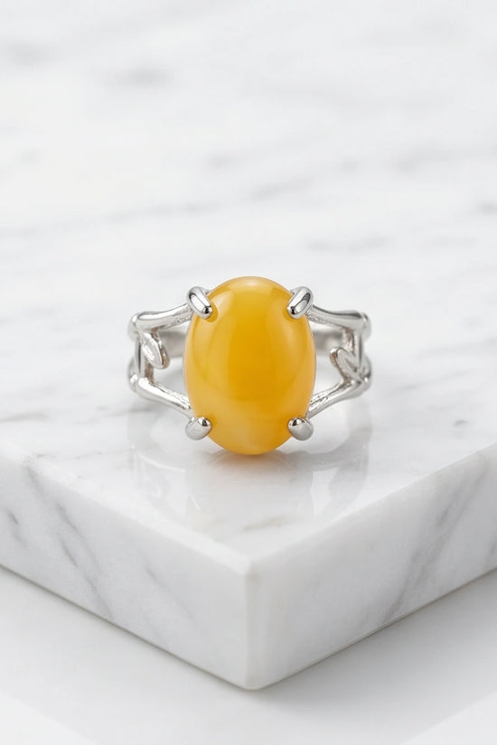 Golden Honey Leaf Statement Ring