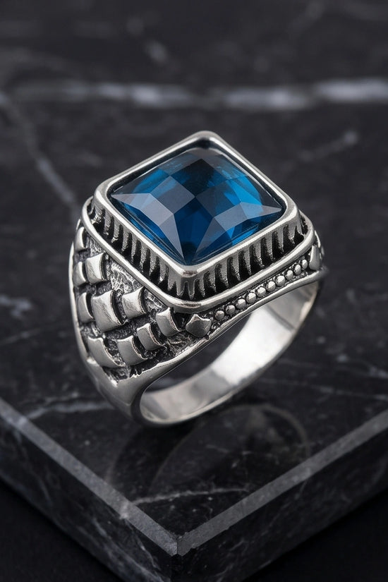 Midnight Cerulean Silver Signet Ring
