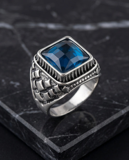 Midnight Cerulean Silver Signet Ring