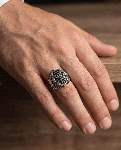 Shadow Cross Pavé Signet Ring
