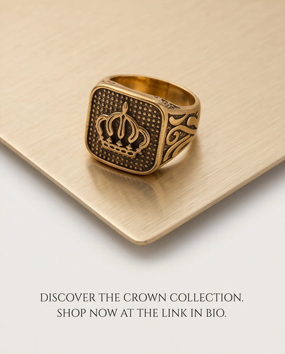 Aureate Crown Cushion Signet Ring