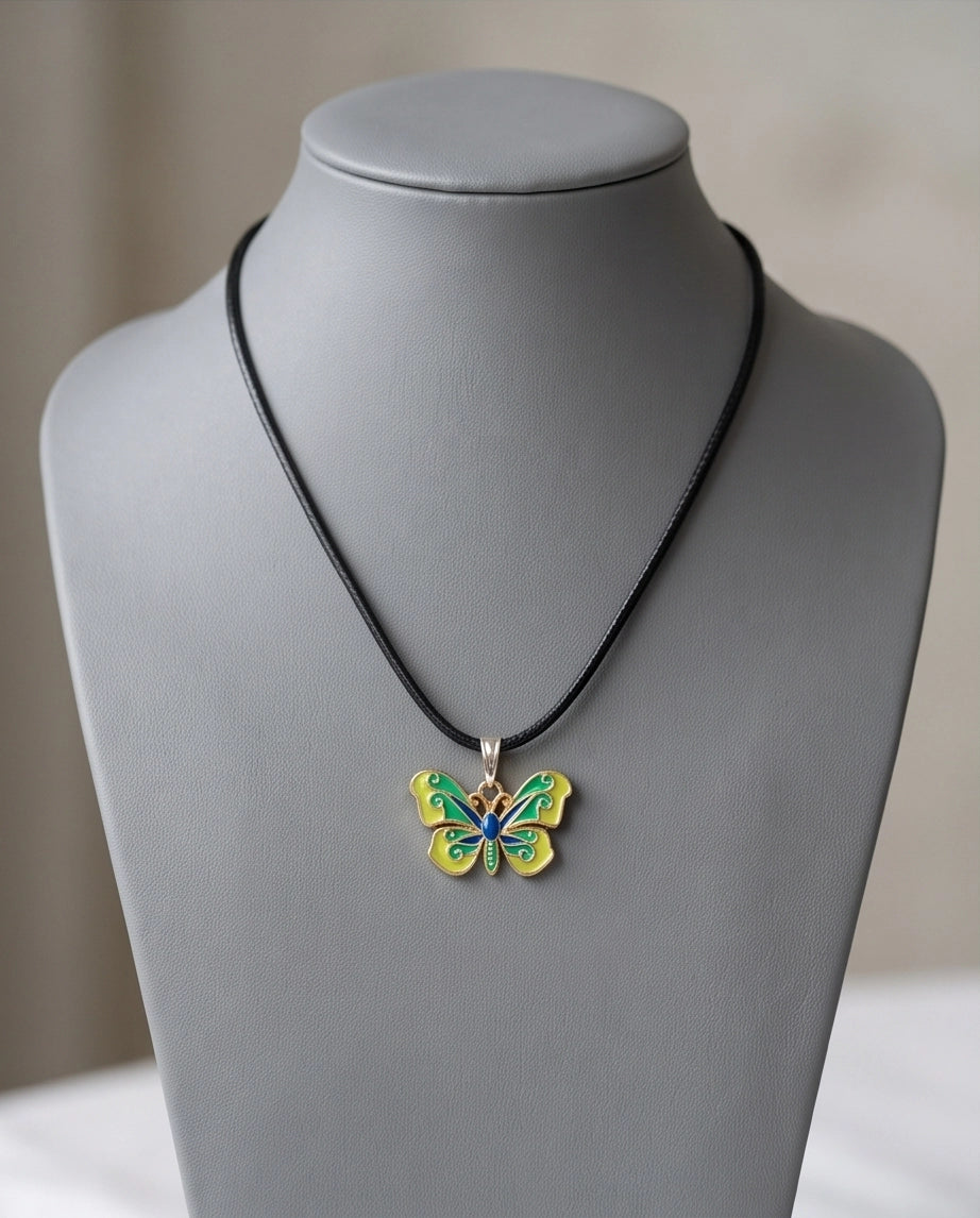 Vibrant Multi-Color Butterfly Pendant Necklace
