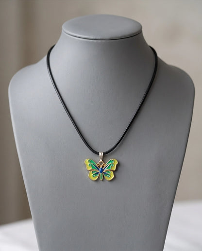 Vibrant Multi-Color Butterfly Pendant Necklace