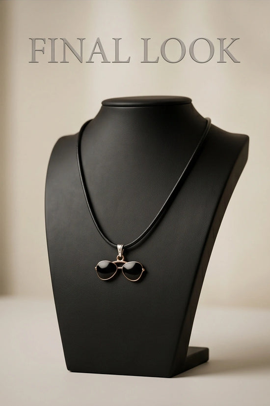 Gold and Black Sunglasses Pendant Necklace