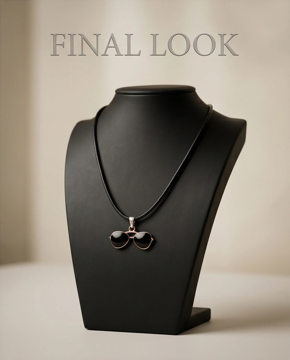 Gold and Black Sunglasses Pendant Necklace