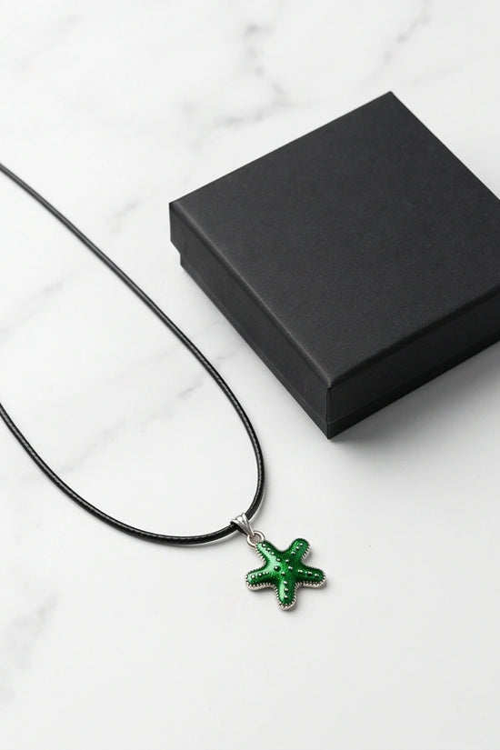 Gold and Green Starfish Pendant Necklace