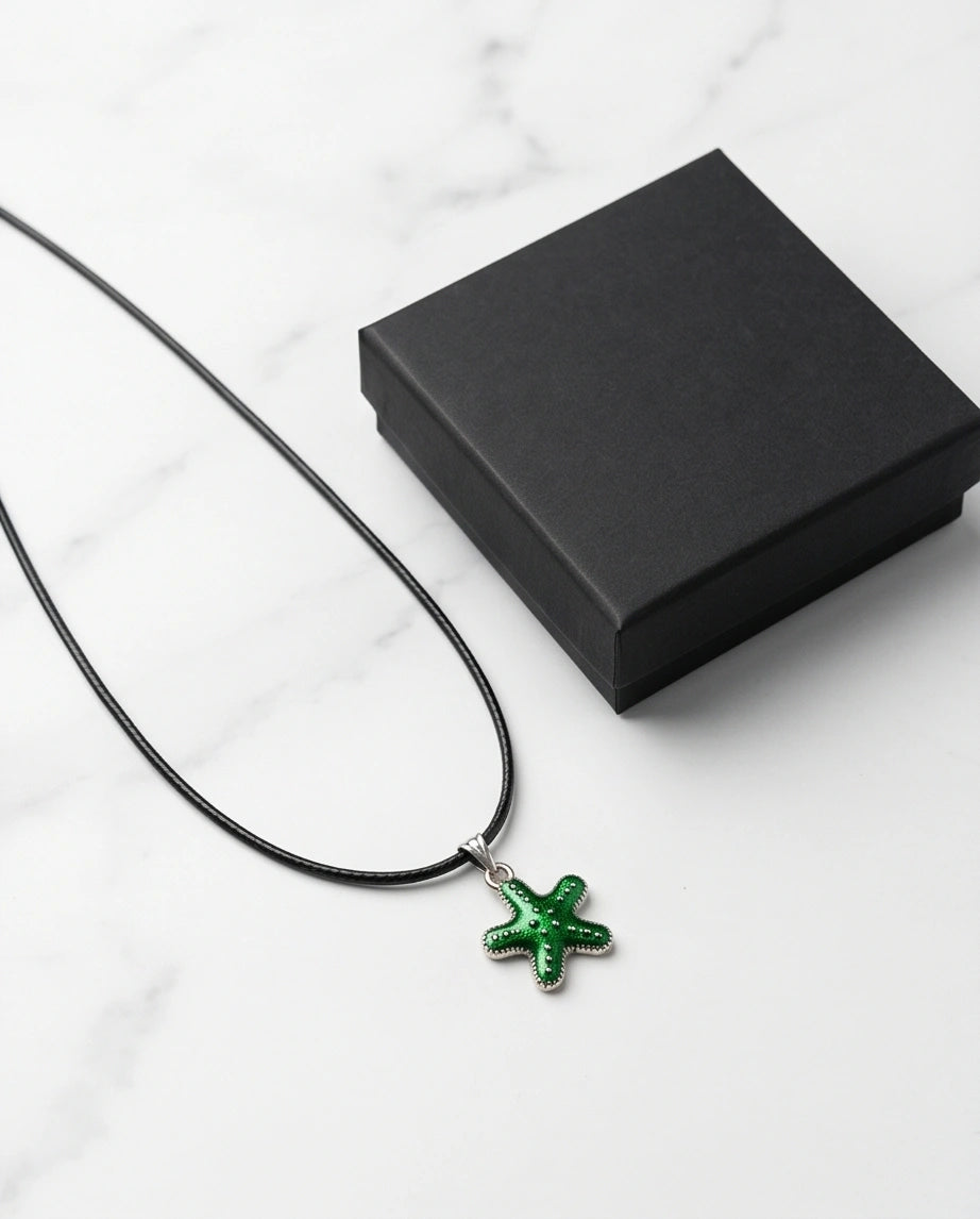 Gold and Green Starfish Pendant Necklace
