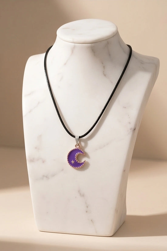 Celestial Purple Crescent Moon Pendant