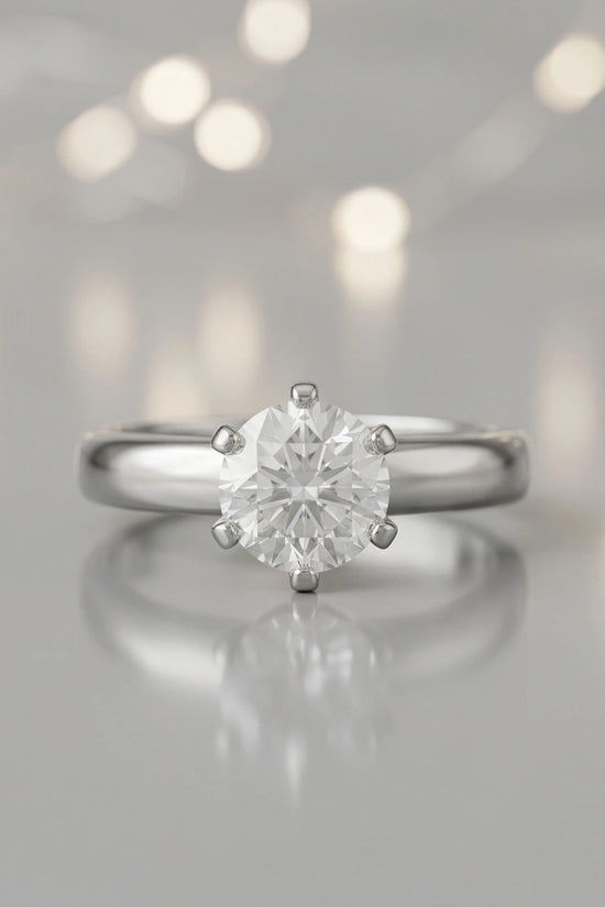 Sterling Silver Round-Cut Moissanite Solitaire Ring