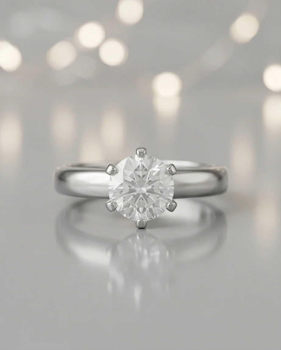 Sterling Silver Round-Cut Moissanite Solitaire Ring