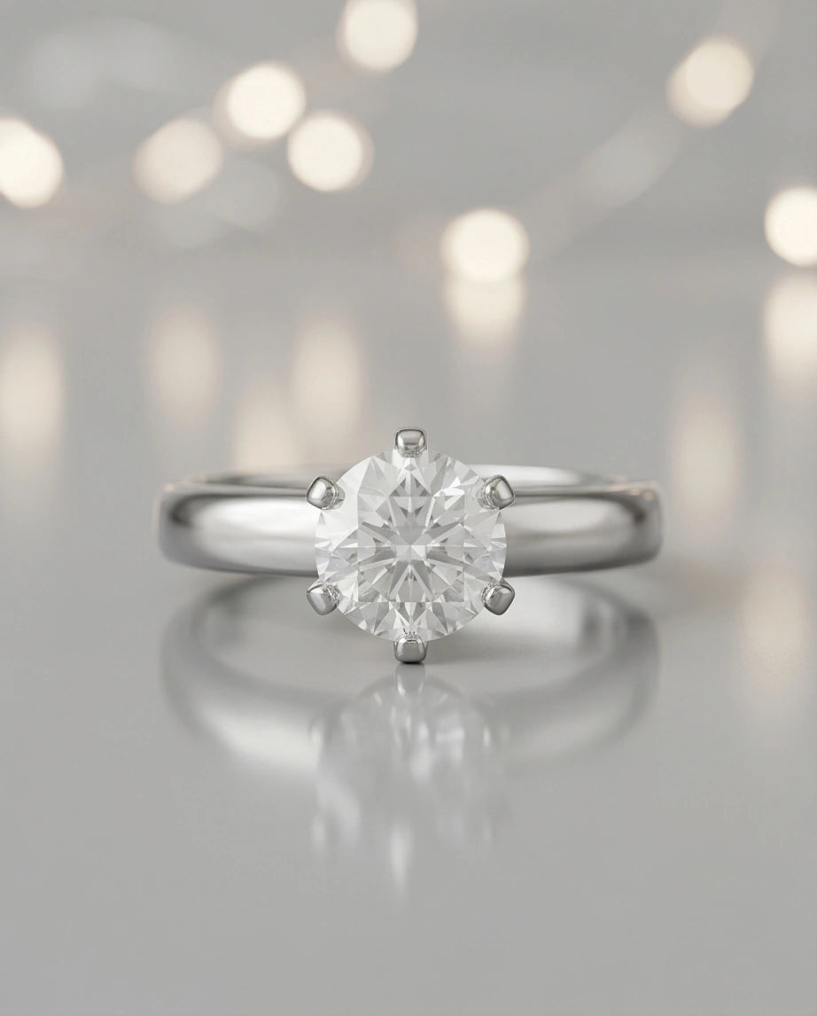 Sterling Silver Round-Cut Moissanite Solitaire Ring