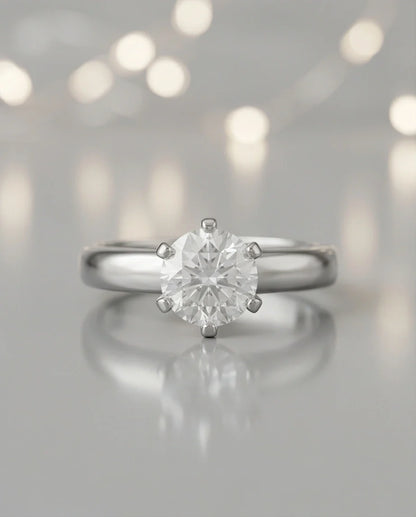 Sterling Silver Round-Cut Moissanite Solitaire Ring